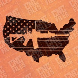 American flag vector with a Gun Design file - DXF SVG EPS AI CDR