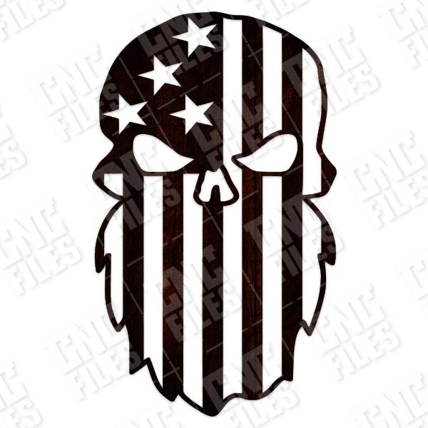 Beard Punisher USA Flag Skull Design files - DXF SVG EPS AI CDR