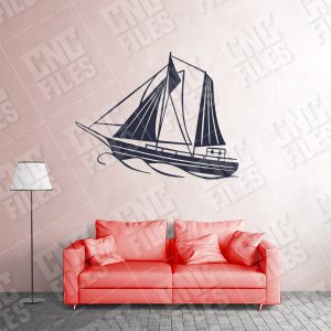 Sailboat Modern Steel Wall Art Vector Design file - DXF SVG EPS AI CDR