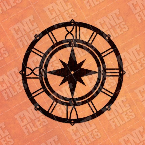 Compass Wall Clock Sailor Design file - DXF SVG EPS AI CDR