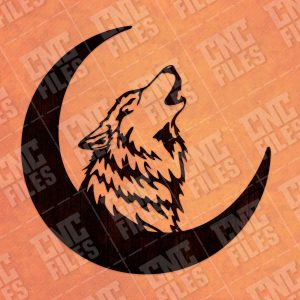 Wolf Crescent Moon Art Vector Design file - DXF SVG EPS AI CDR