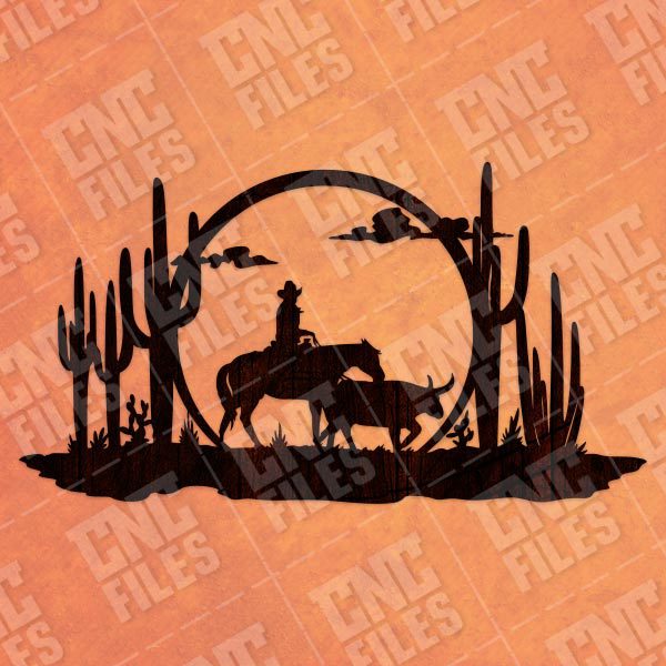 Cowboy Wall Art Vector Design file - DXF SVG EPS AI CDR