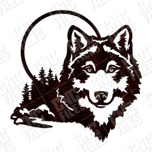 Moonlight Wolf Wall Art Vector Design file - SVG DXF EPS PNG