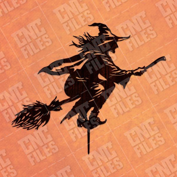 Halloween Witch Flying Vector Design file - DXF SVG EPS AI CDR