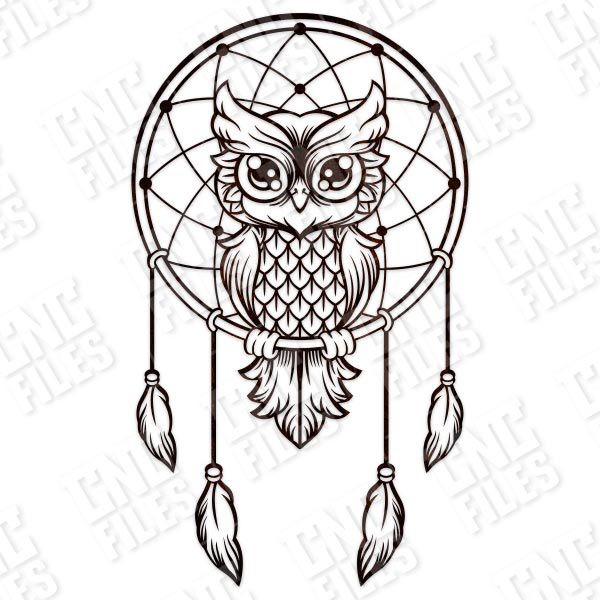 Owl dream catcher design files - DXF SVG EPS AI CDR