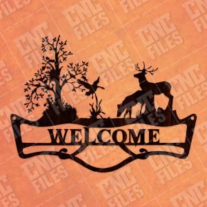 Welcome sign deer forest design files - DXF SVG EPS AI CDR