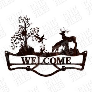Welcome sign deer forest design files - DXF SVG EPS AI CDR