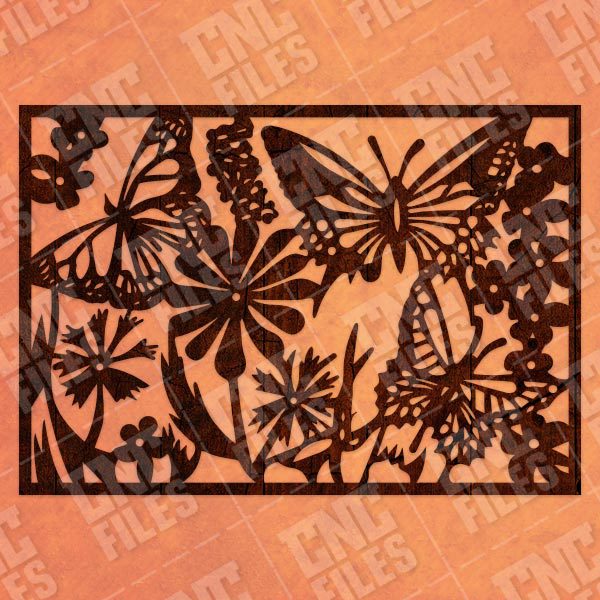 Butterfly flowers wall decoration design files - DXF SVG EPS AI CDR