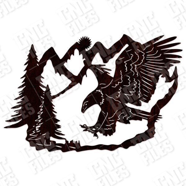 Eagle and pine tree vector decoration design files - DXF SVG EPS AI CDR