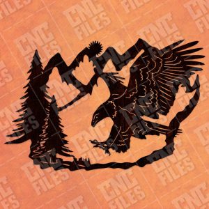 Eagle and pine tree vector decoration design files - DXF SVG EPS AI CDR