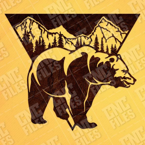 Bear triangle mountain tree pine design files - DXF SVG EPS AI CDR