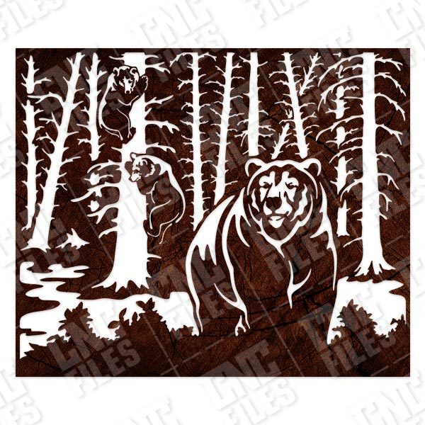 Bears in trees design files - DXF SVG EPS AI CDR