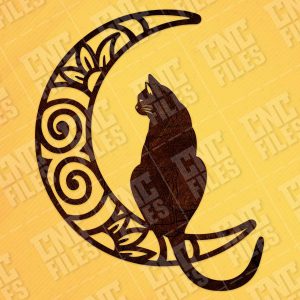 Cat moon vector design files - DXF SVG EPS AI CDR