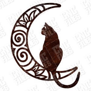 Cat moon vector design files - DXF SVG EPS AI CDR