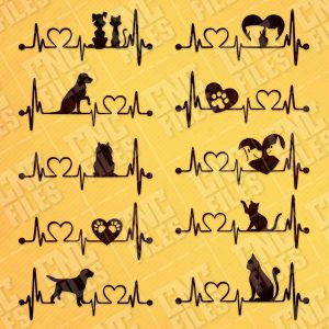 Heartbeat vector design files - DXF SVG EPS AI CDR