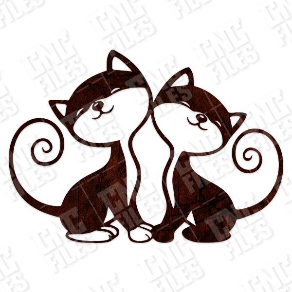 Two cats vector design files - DXF SVG EPS AI CDR