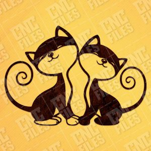 Two cats vector design files - DXF SVG EPS AI CDR