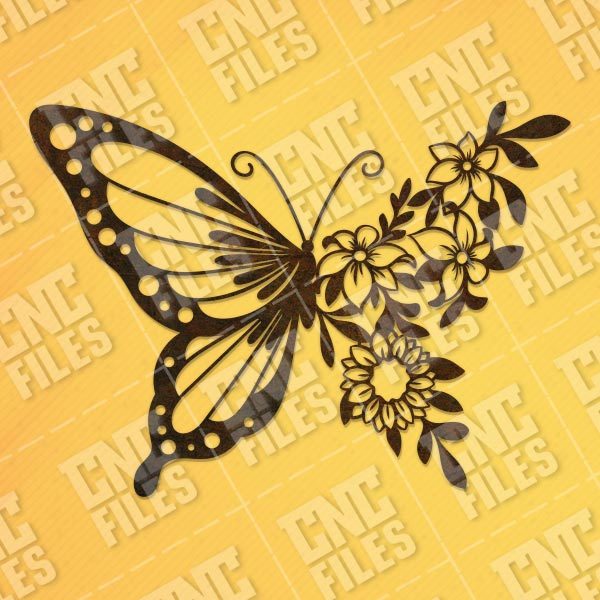 Butterfly flowers vector design files - SVG DXF EPS AI CDR