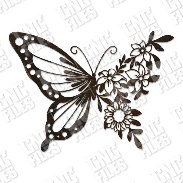 Butterfly flowers vector design files - SVG DXF EPS AI CDR