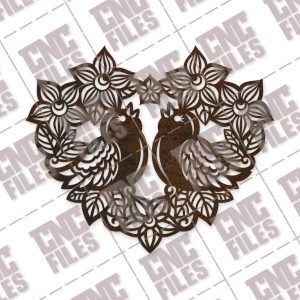 Heart flowers with birds vector design files - SVG DXF EPS AI CDR