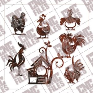 Funny Hens and Rooster vector design files