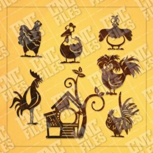 Funny Hens and Rooster vector design files