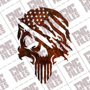 Tattered American Flag skull Design files