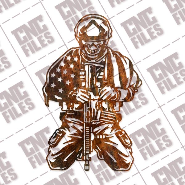 Kneeling soldier skull american flag design files