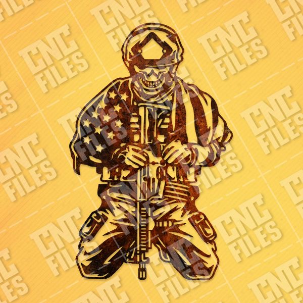 Kneeling soldier skull american flag design files