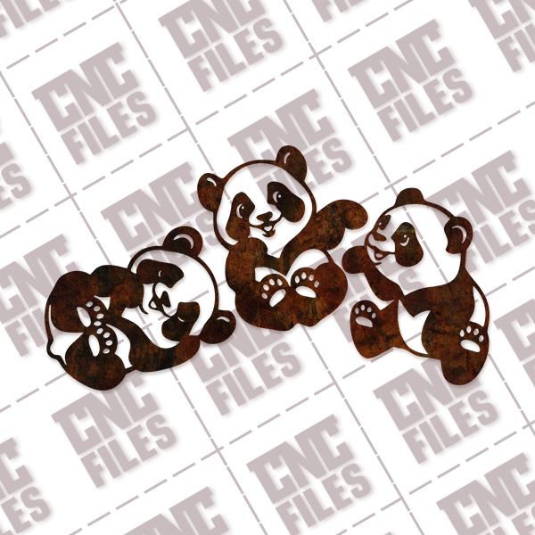 Three panda babies vector design files