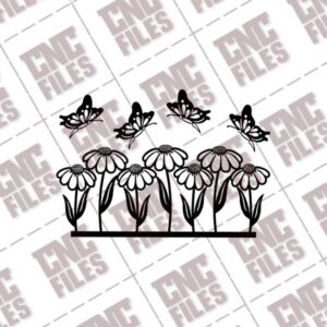 Flowers with Butterflies DXF Design