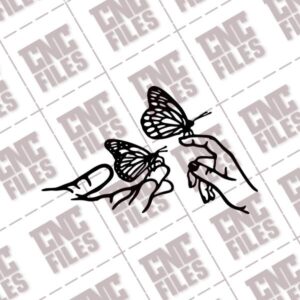 Decorative Hand with Butterflies DXF File