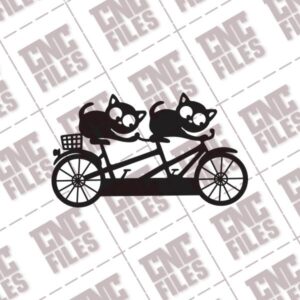 Cats with Bike DXF Files Image