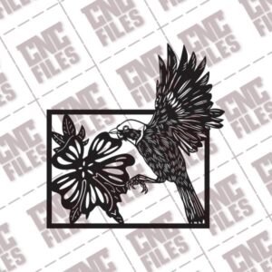 Bird with Flower DXF File