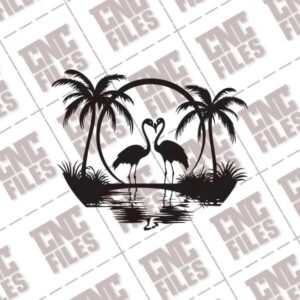 Sunset Flamingos DXF File